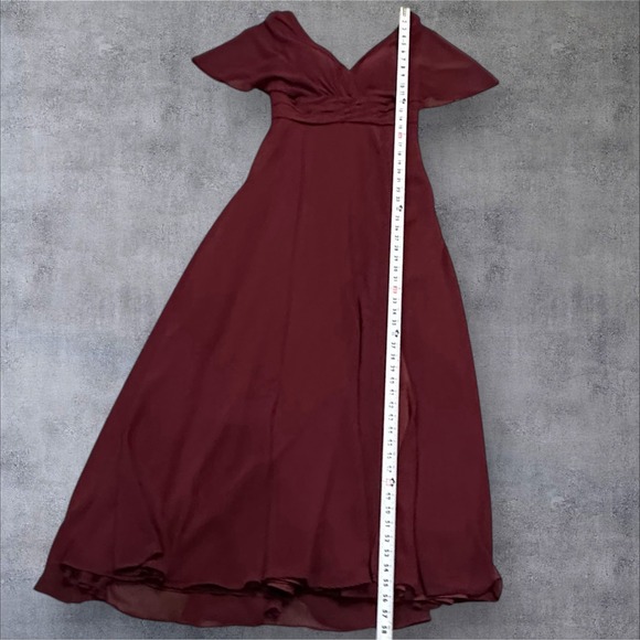 AZAZIE PAMELA Mulberry A-Line V-Neck Pleated Chiffon‎ Dress - Picture 10 of 16